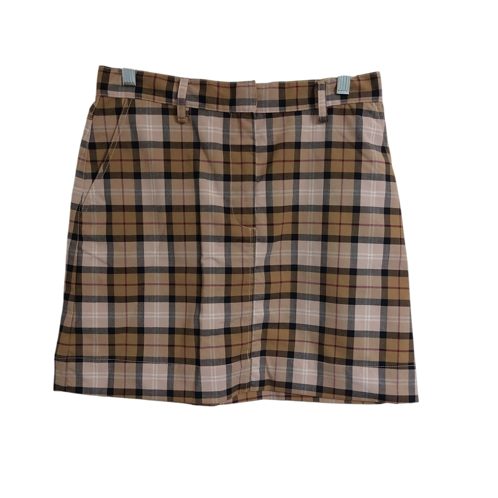 1. State Checkered Mini Skirt in Brown and Black